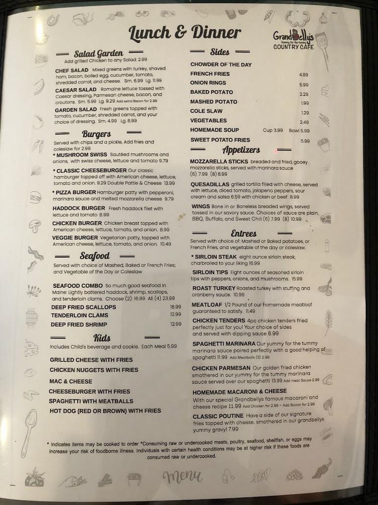Grandbelly's Country Cafe Menu image 4